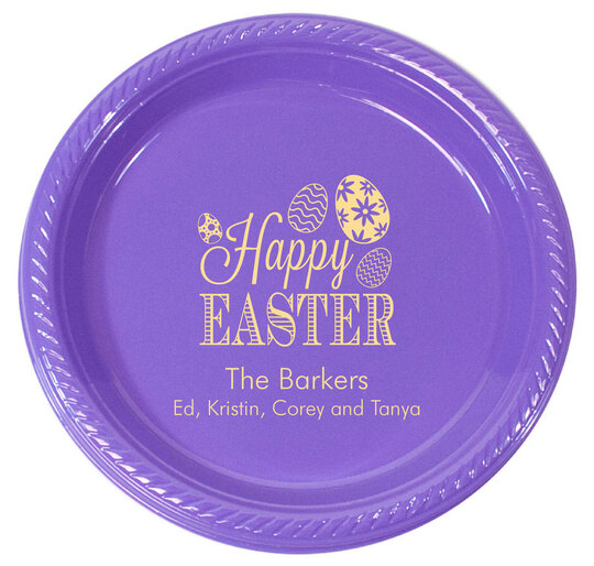 Happy Easter Eggs Plastic Plates